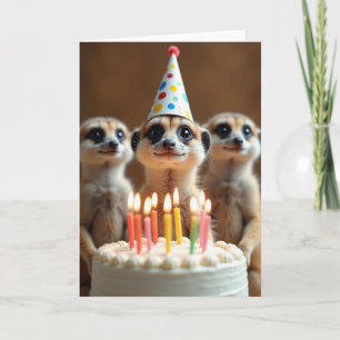 Cartão de Chapéu de Aniversário de Amigos Peludos