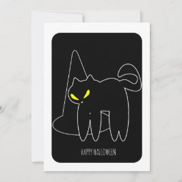 Cartão de Chapéu de Bruxa de Gato Preto Feliz Hall