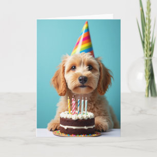 Cartão de Chapéu de Festa de Cachorrinho