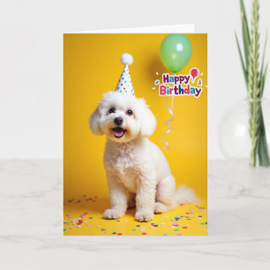 Cartão de Chapéu de Festa de Cachorrinho Divertido