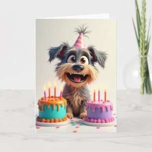 Cartão de Chapéu de Festa de Cachorro Alegre