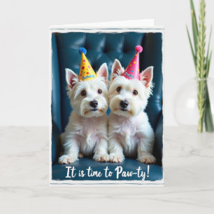 Cartão de Chapéu de Festa de Cães Festivos