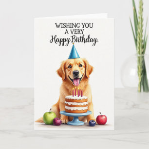Cartão de Chapéu de Festa do Cachorrinho Dourado