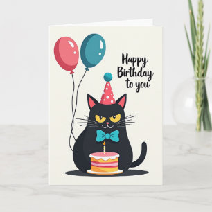 Cartão de Chapéu de Festa Felino