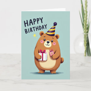Cartão de Chapéu de Urso Alegre para Festa