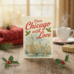 Cartão De Chicago Com Amor - Natais vintages Dobrados