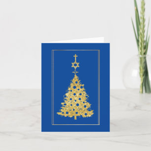 Cartão de Chrismukkah com Silhueta de Árvore de Na