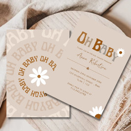 Cartão de Chuvada de Bebê Boho Editável Oh Bebê