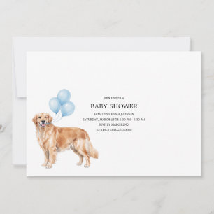 Cartão de Chuvadeiro de Bebê com Golden Retriever 