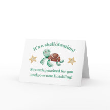 Cartão de Chuveirinho de Bebê Tartaruga
