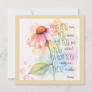 Cartão de Citação de Aquarela Inspiradora de Flore