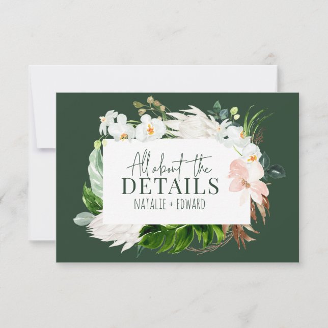 Cartão de cobertura floral tropical cor-de-rosa +  (Frente)