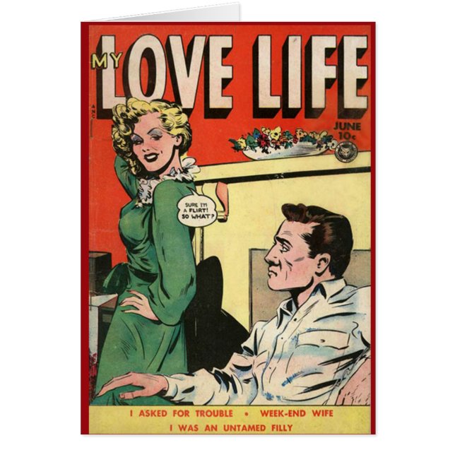 Cartão de Cobrir Vintage Comic "My Love Life" (Frente)