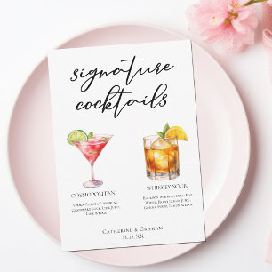 Cartão de Cocktails de Assinatura de Casamento sof