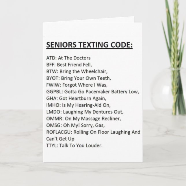 Cartão de Código de SMS para Idosos (Frente)