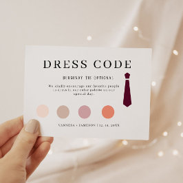 Cartão de código de vestimenta para convidados ele