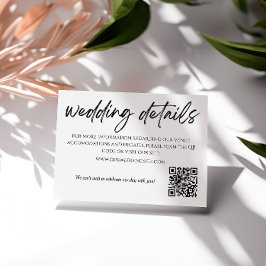 Cartão de Código QR de Casamento Branco e Preto Mi