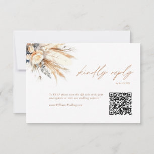 Cartão de Código QR de Casamento RSVP de Boho Pamp