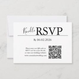 Cartão de código QR RSVP branco para casamento mod