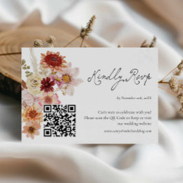 Cartão De Código QR Rsvp De Casamento De Flor Selv