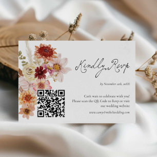 Cartão De Código QR Rsvp De Casamento De Flor Selv