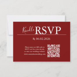 Cartão de Código QR RSVP Vermelho para Casamento M