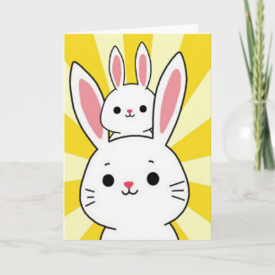 Cartão de Coelhos Amigos Sol Feliz