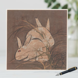 Cartão de Coelhos Japoneses Vintage Elegantes para