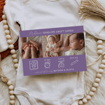 Cartão de Colagem de 3 Fotos com Anúncio de Nascim