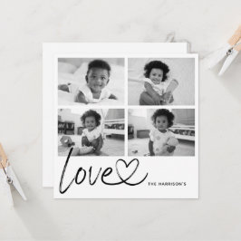 Cartão de Colagem de Fotos de Amor com Letra Moder