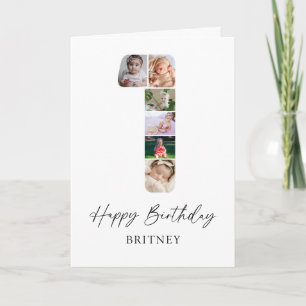 Cartão de Colagem de Fotos de Aniversário de 1 Ano