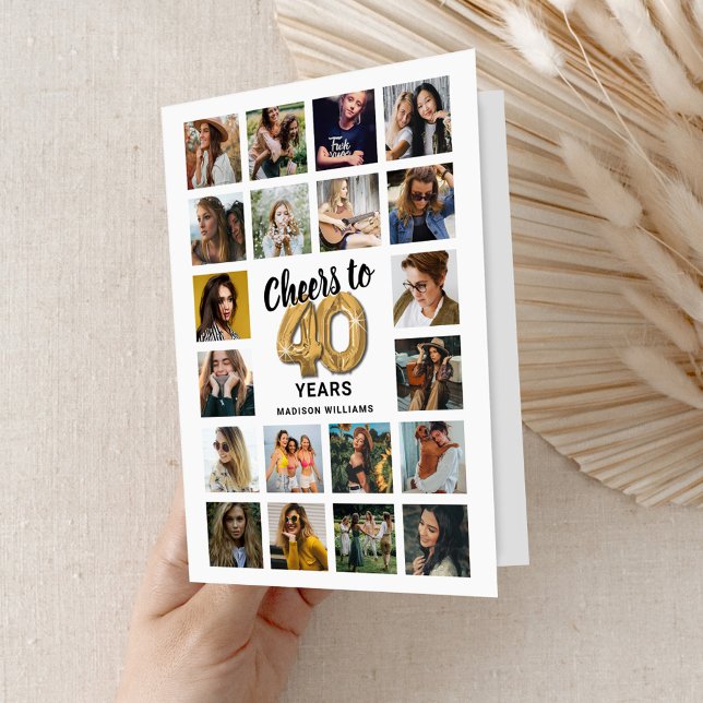 Cartão de Colagem de Fotos de Aniversário de 40 An (Criador carregado)