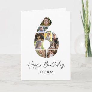 Cartão de Colagem de Fotos de Aniversário de 6 Ano
