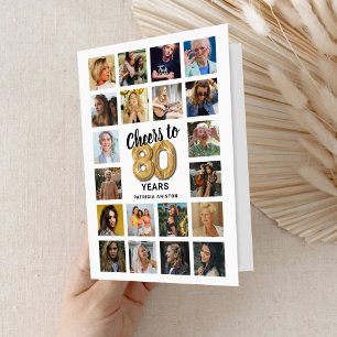 Cartão de Colagem de Fotos de Aniversário do 80