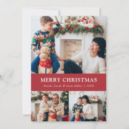 Cartão de Colagem de Fotos de Feliz Natal Vermelho