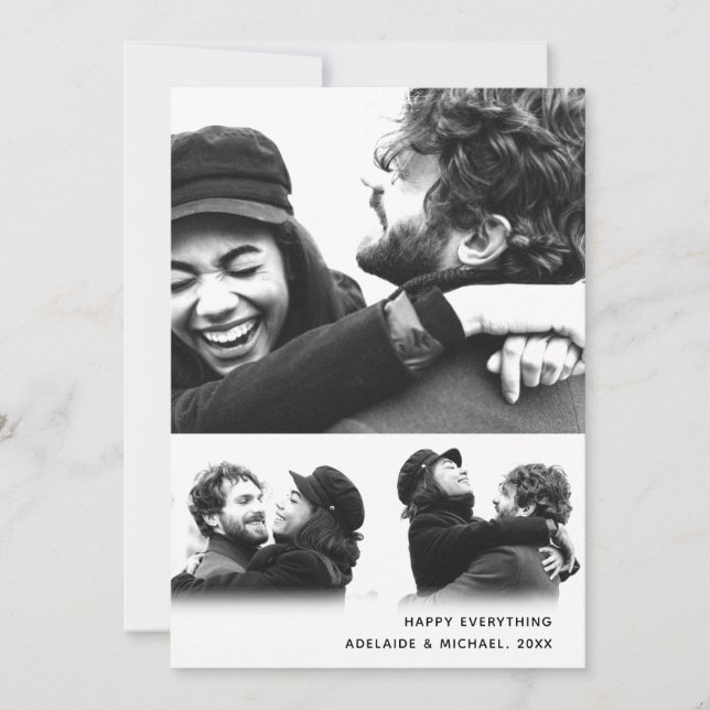 Cartão de Colagem de Fotos de Feriado Minimalista  (Frente)