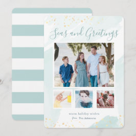 Cartão de Colagem de Fotos por Aquarela de Natal C