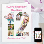 Cartão de Colagem de Fotos Rosa com Número de Aniv<br><div class="desc">Placa de Aniversário de 12 personalizada com colagem de fotos no formato 12. O modelo está configurado para que você adicione suas fotos, que serão exibidas em um retrato, paisagem e formatos quadrados para lhe dar muitas lições em suas fotos favoritas. Você também pode editar o texto na frente e...</div>