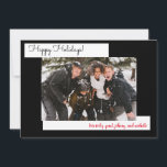 Cartão de Colagem de Fotos Simples Black Holiday 5<br><div class="desc">Feliz Natal. Adicione suas fotos. Altere as fontes clicando em "personalizar". Isso permite adicionar mais de uma foto no verso. Este é negro para um olhar minimalista e moderno.</div>