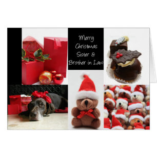 Cartão de colagem de Natal vermelho para Irmã e Ir