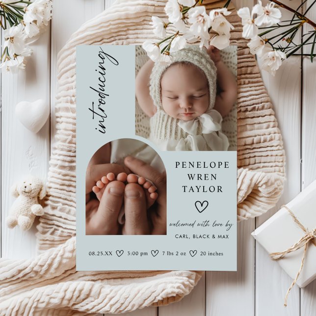 Cartão de Colagem Fotográfica de Anúncio de Nascim (Criador carregado)