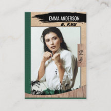 Cartão de Comércio de Madeira Rustic Karate Green