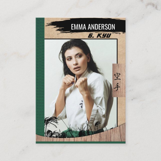 Cartão de Comércio de Madeira Rustic Karate Green  (Frente)