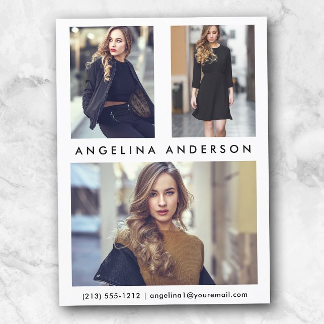 Cartão de Comp de Foto de Modelo Ator 3 - Frente B (Customize to change background color, text size or text style.)