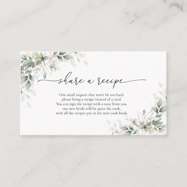 Cartão de Compartilhe uma Receita para Chá de Noiv (Frente)