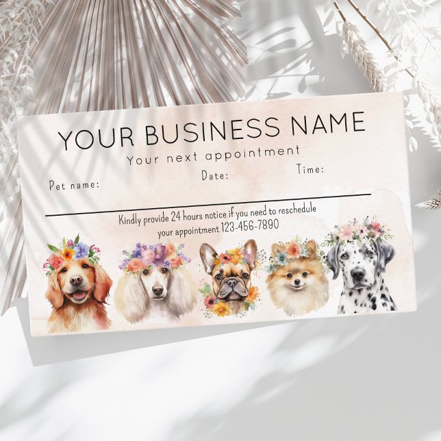 Cartão de compromisso Cachorros-d'água flores, beg (Criador carregado)