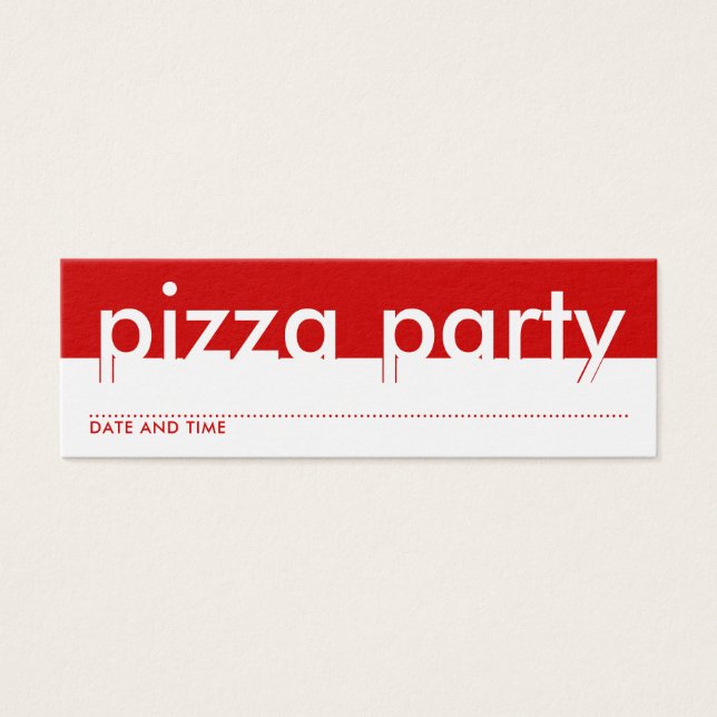 cartão de compromisso da festa de pizza (Frente)