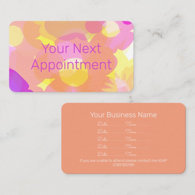 Cartão de Compromisso da Flor de Verão (Frente/Verso)