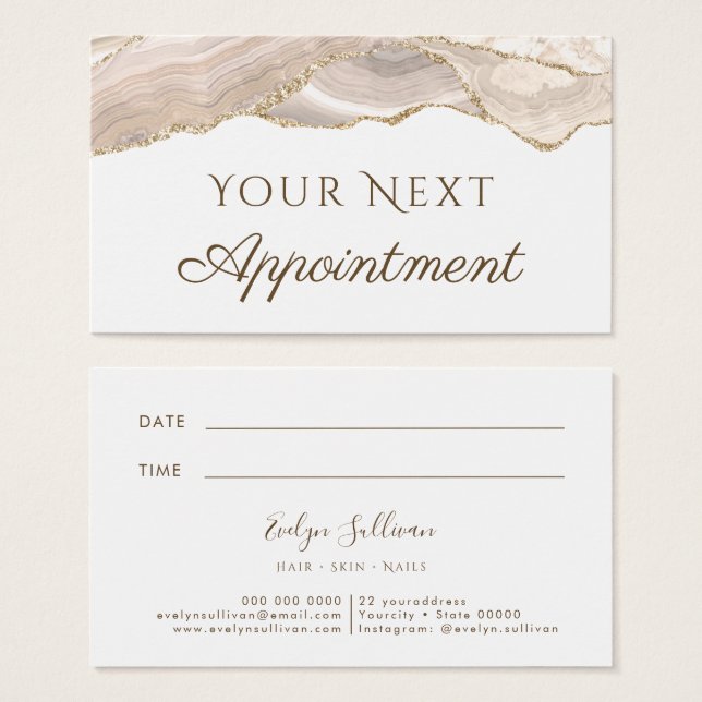 Cartão de Compromisso de Agato Dourado do Marfim (Frente & Verso)