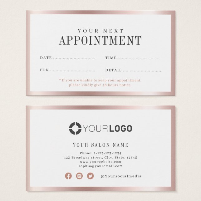 Cartão de compromisso de borda dourada rosa modern (Frente & Verso)